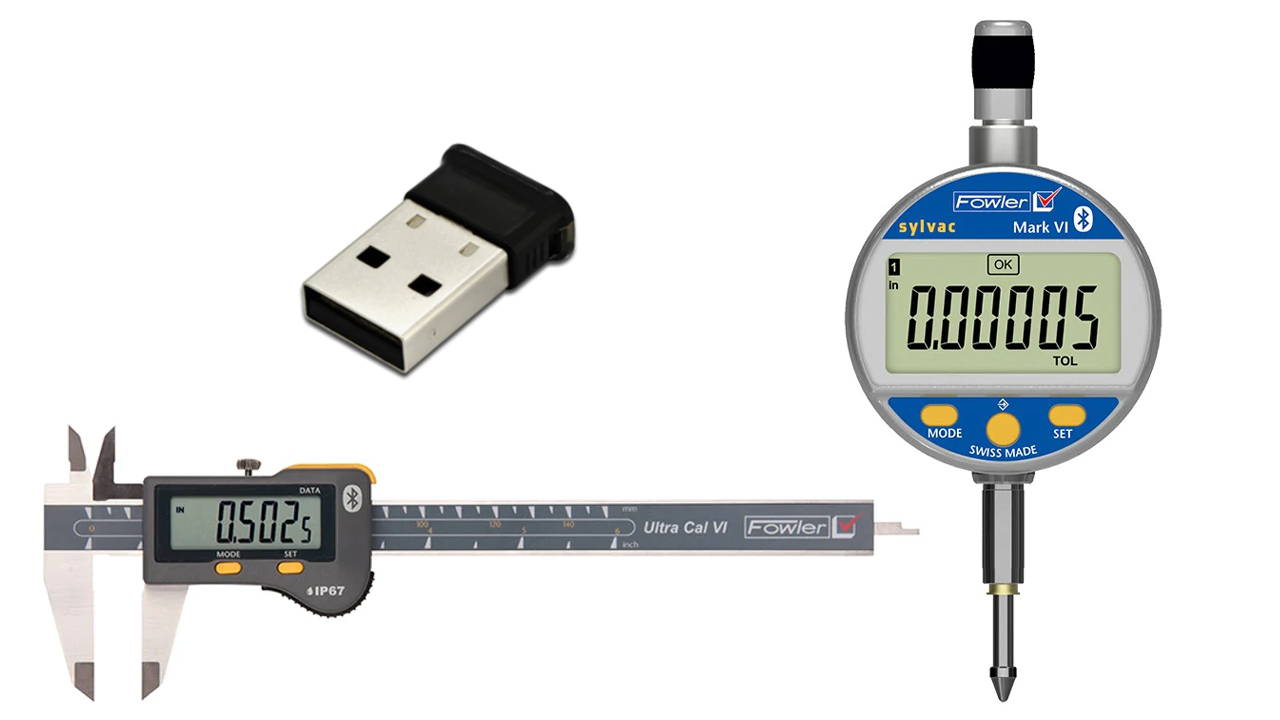 Fowler Bluetooth Gage Interface Tagged Digital Caliper with SPC Output GreatGages
